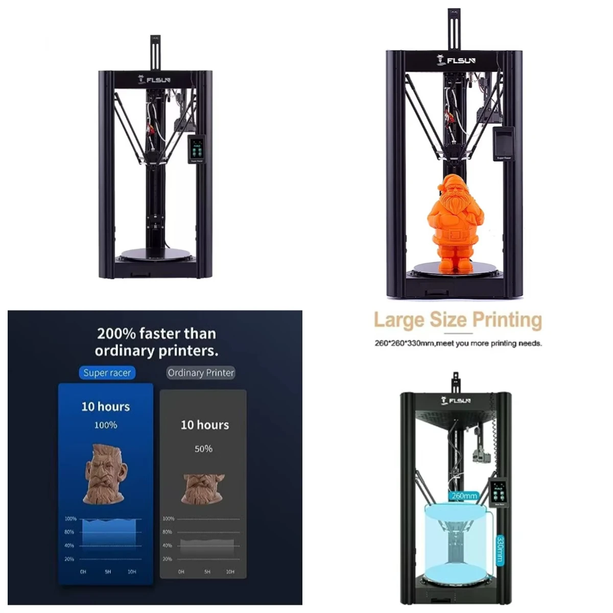 

Wholesale FLSUN SR 3D Printer, Pre-assembled, 150-200mm/s Fast Speed, Dual Drive Extruder & Auto Leveling