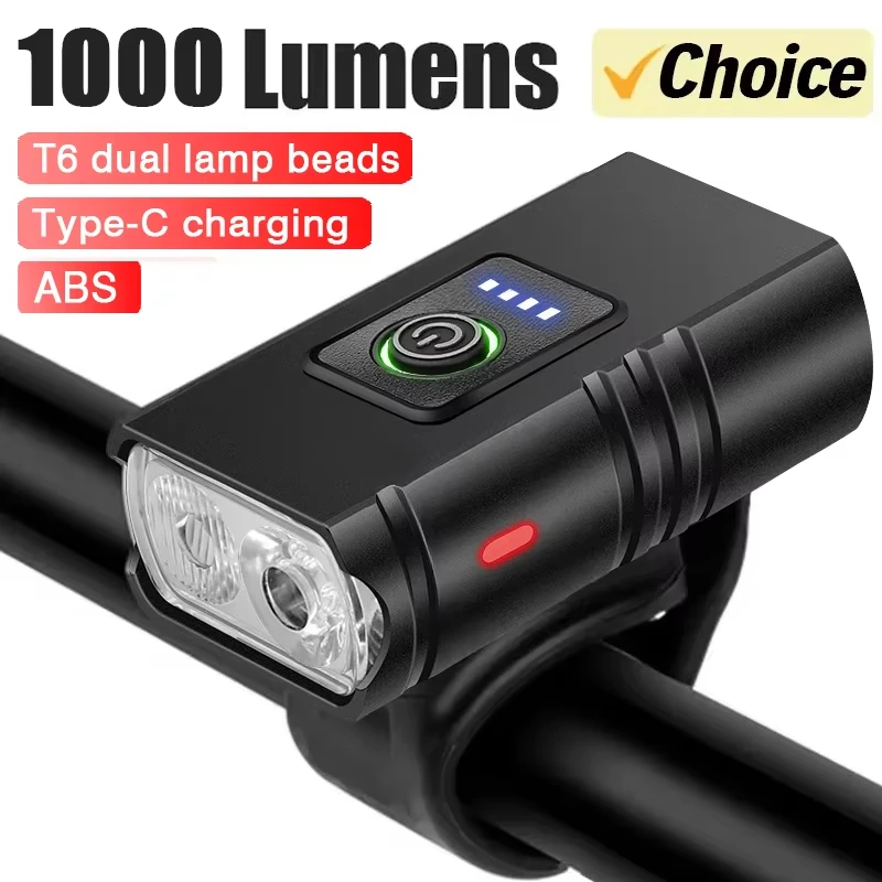 

Bright Bicycle Light T6 LED Front USB Rechargeable MTB Mountain Bicycle Lamp 1000LM Bike Headlight Flashlight Cycling Scooter