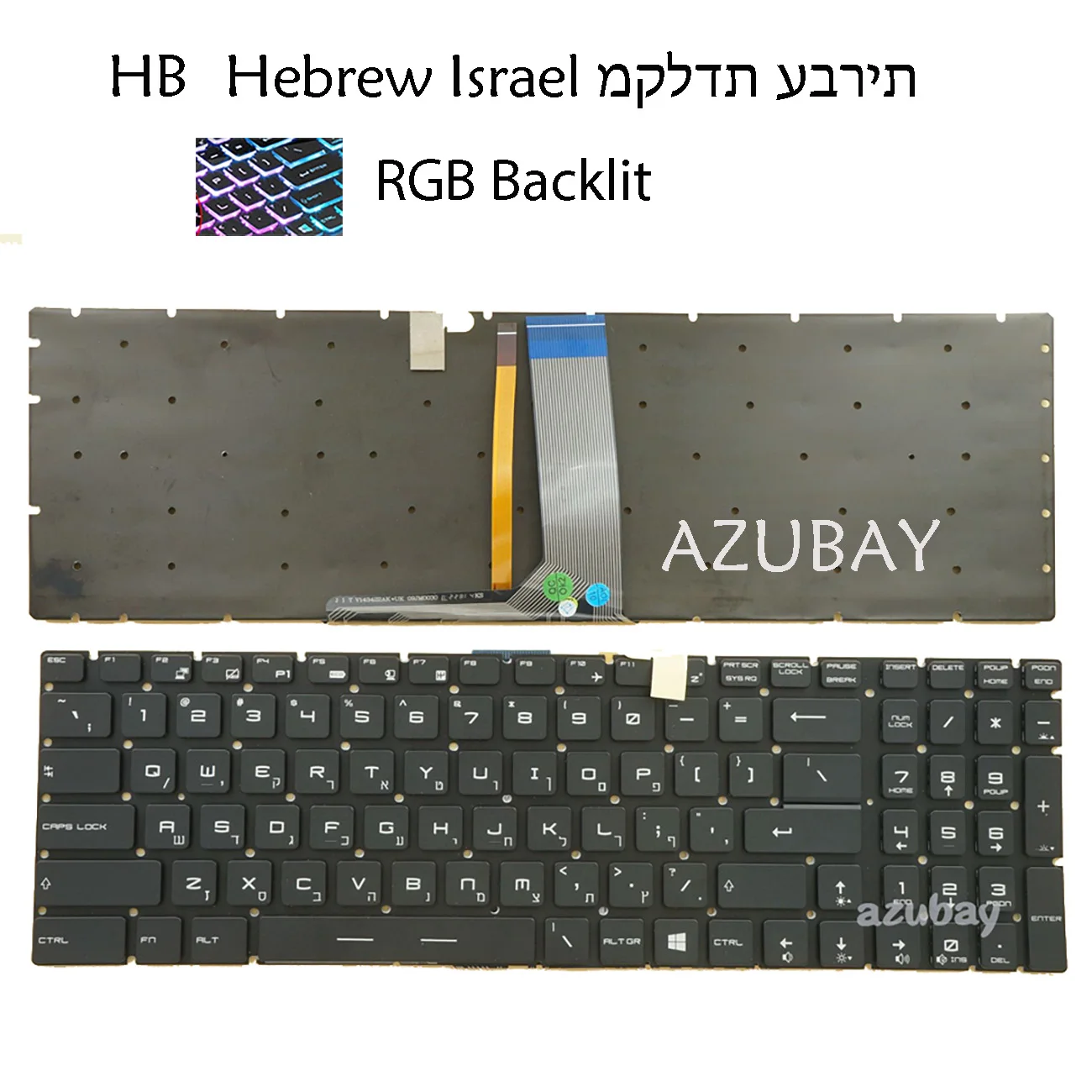 HB RGB Backlit Keyboard For MSI GS60 GS70 GT72 WS60 GE72 GE62 WS72 WT72 GT72S GS72 GE62VR GE72VR GE62mvr GE72MVR  GS63VR Hebrew