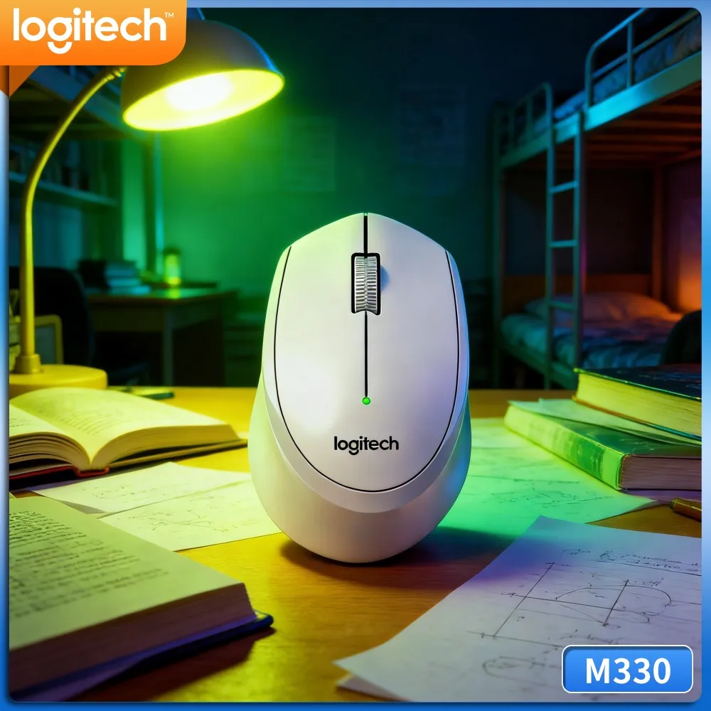 Logitech M330 Silent Wireless Mouse 2.4Ghz Cordless Optical Sensor Quiet Click For Laptop PC Mac Home Desk Space Living Room
