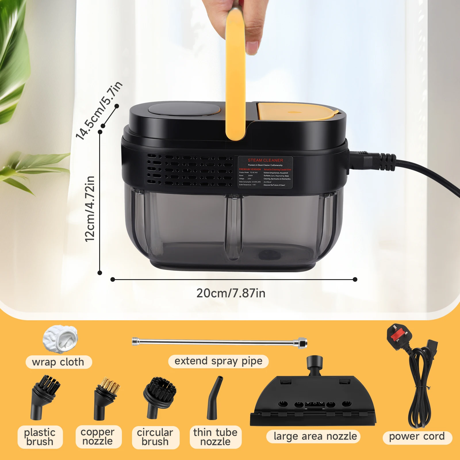 2500W Handheld Stoomreiniger 1600ML Multifunctionele Hoge Temperatuur Stoomreiniging 220V Voor Airconditioner Afzuigkap Auto