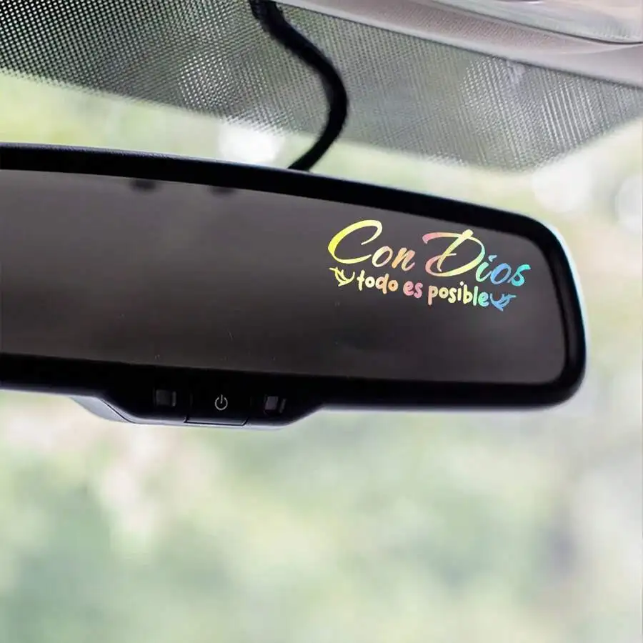 Autocollant 2D plat pour rétroviseur « Où qu'il y ait un Dieu, tout est possible », autocollant en vinyle imperméable pour vitre de voiture
