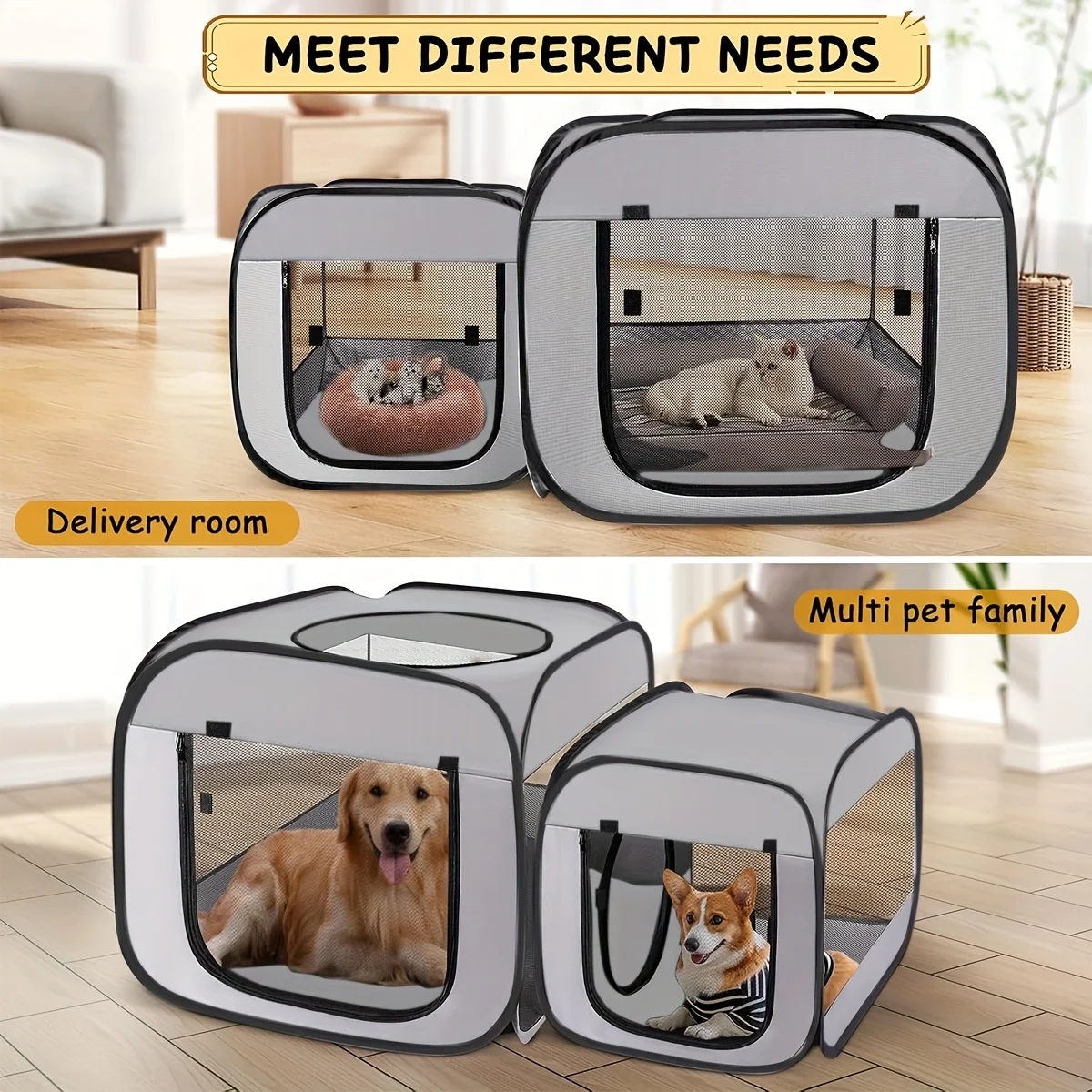 Large Cat Enclosure - Freestanding Design, Portable Indoor/Outdoor Pet Fence, Outdoor Cat Play Area - view 2