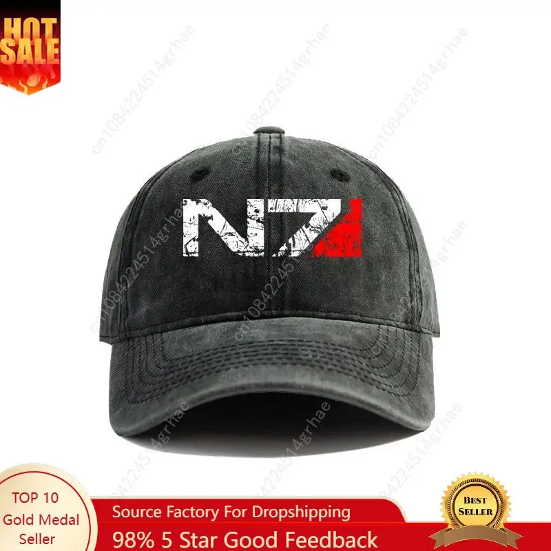 

2025 Mass Effect N7 Baseball Caps Distressed Hats Cap Men Women Retro Outdoor Summer Adjustable N7 Hats Fashion