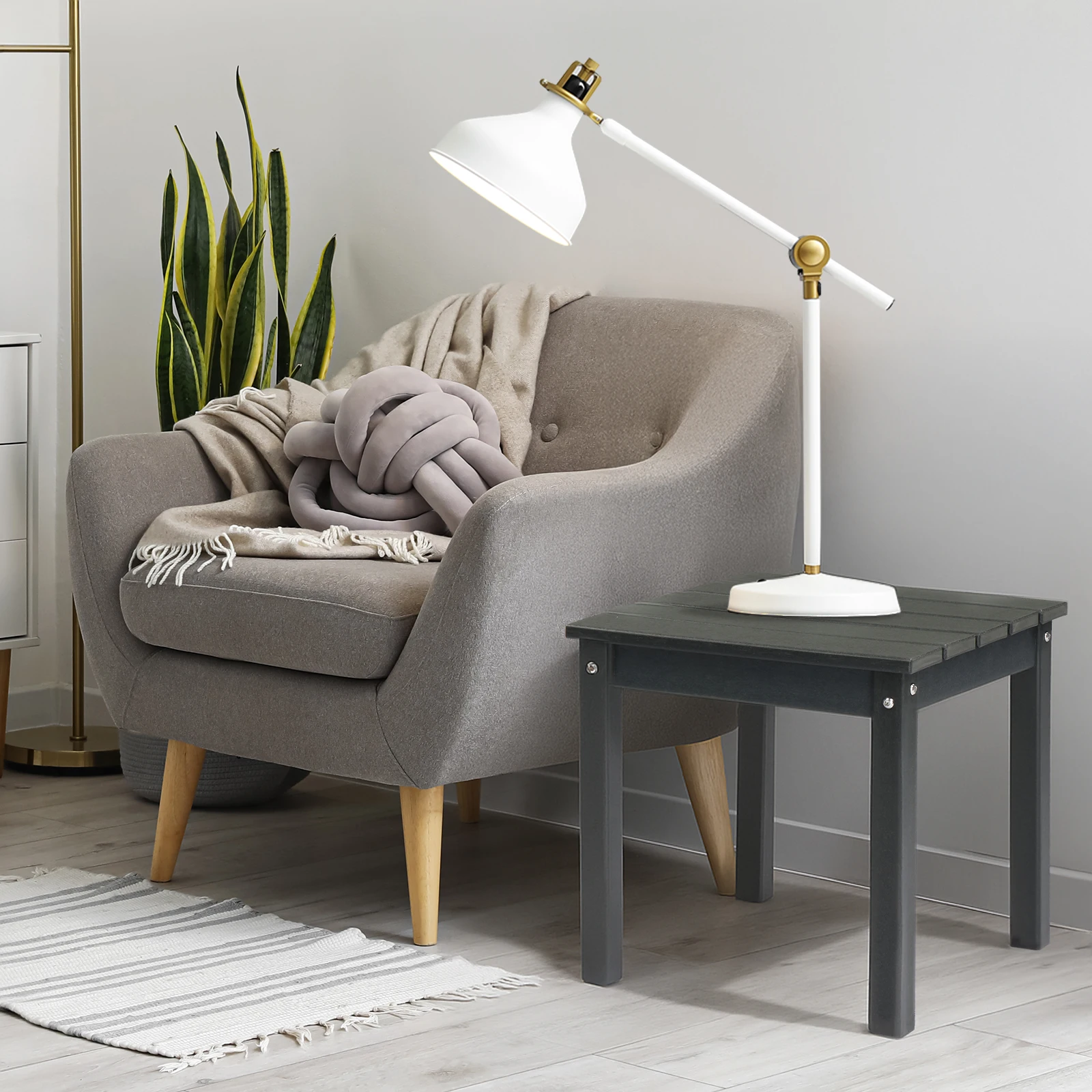 

Dark gray 17.7 * 17.7in square single-layer HDPE side table