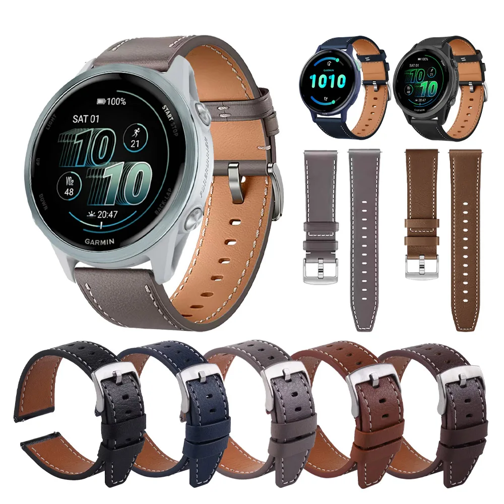 20 مللي متر 22 مللي متر حزام ساعة جلدي للغارمين Forerunner 570 165 245 265 255 حزام Vivoactive 6 5 4 3 سوار Smartwatch اكسسوارات