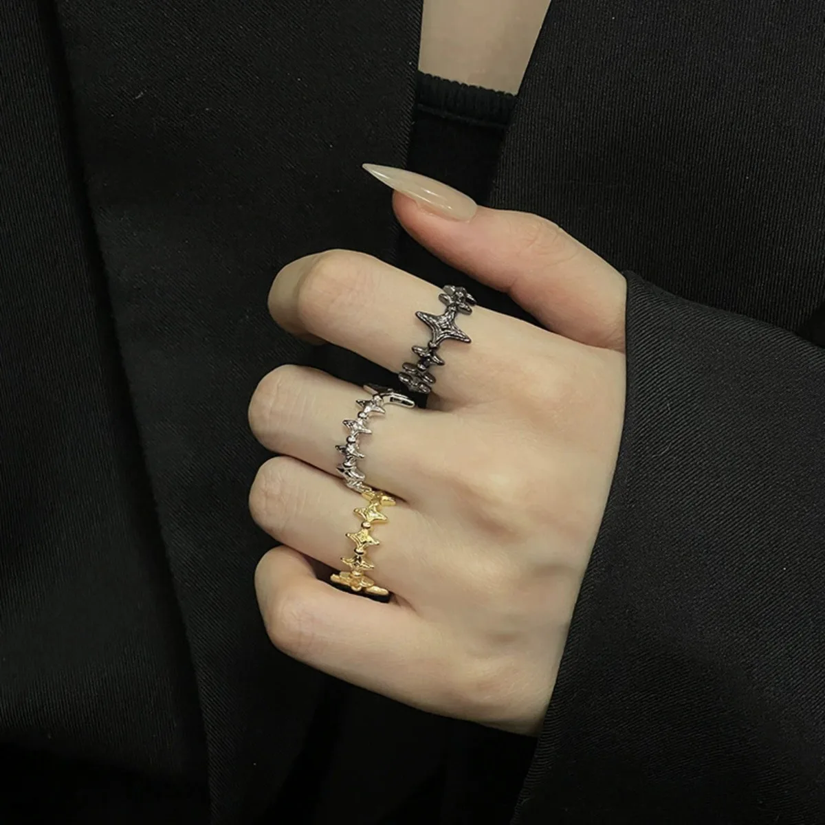 خاتم ضوء النجوم قابل للتعديل، مجوهرات بانك من الفولاذ المقاوم للصدأ للنساء والرجال، مريح مناسب للارتداء اليومي فكرة هدية للأزواج #3