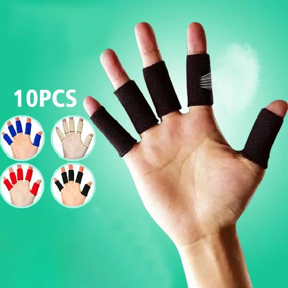 

10pcs Nylon Finger Sleeve Support Thumb Brace Protector Gear Breathable Elastic Finger Tape For Basketball Tennis Sports Gym