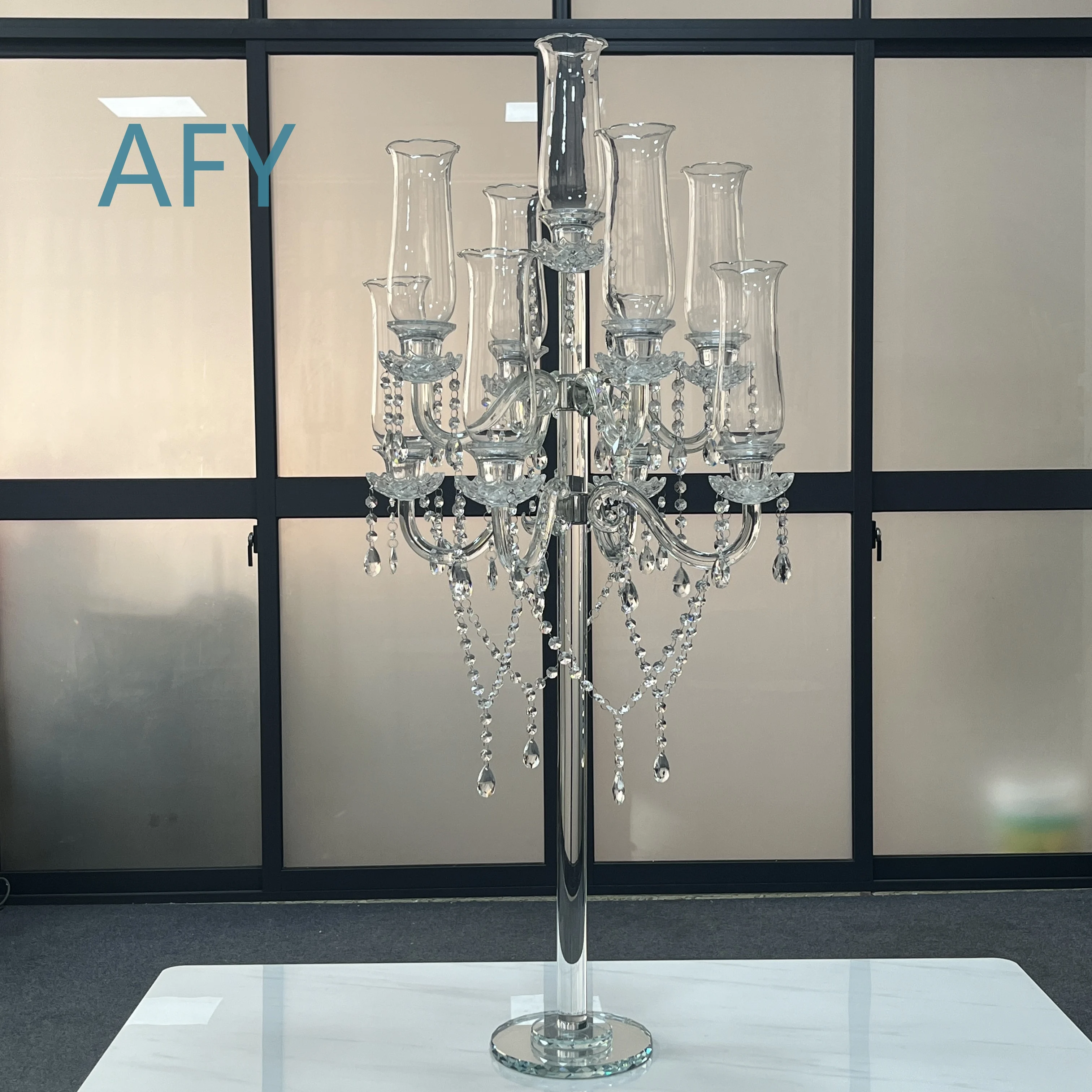 Crystal Candlestick for Wedding Home Decor Romantic Candlelight Dinner Table Lamp Ornament Crystal Wedding Centerpiece