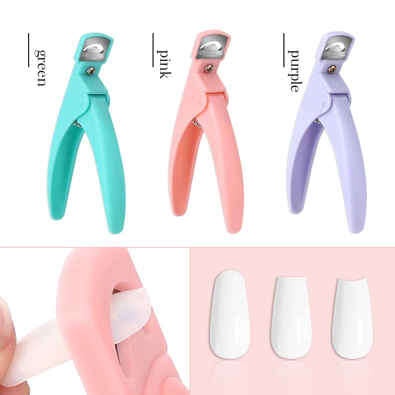 Pink Fake Nail Tips Cutter Professional Nail Clippers Straight Edge Acrylic Nail Clipper Manicure False Nail Guillotine Cut