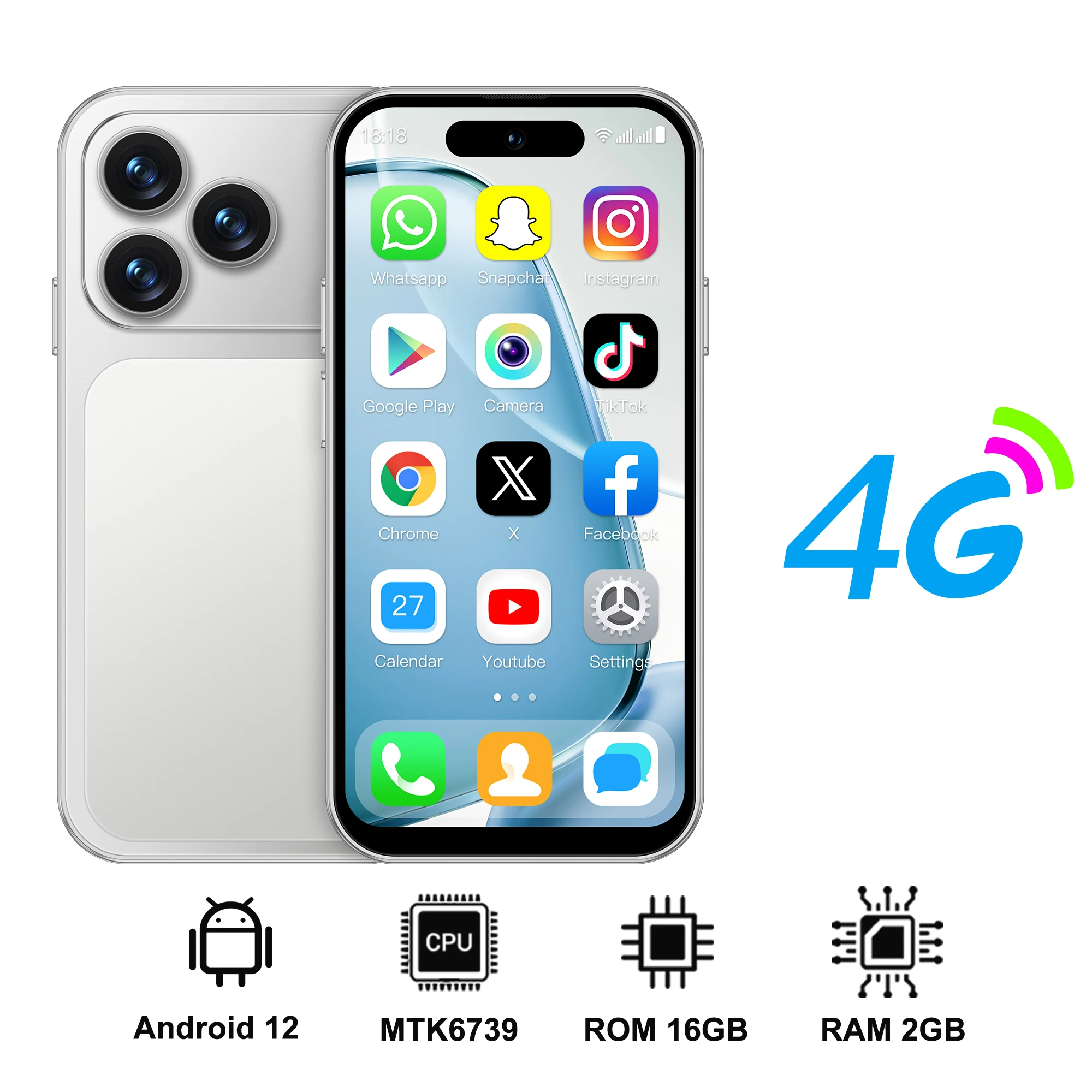 2026 NIEUWE SERVO 4G Mini Smartphone 4.0" Scherm Android 12 OS 2GB RAM 16GB ROM Play Store WiFi Kleine Smartphones Dual SIM Standby