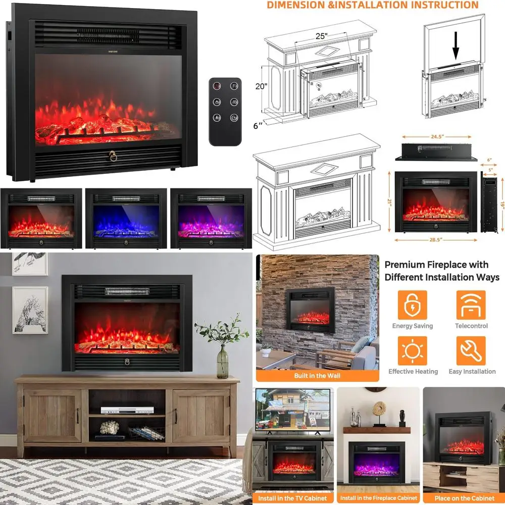 28.5 مدفأة كهربائية، سخان قائم بذاته مع حماية من الحرارة الزائدة، 3 لهب ألوان #1