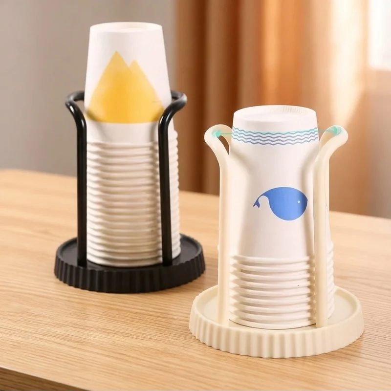 Space Saving Countertop Disposable Cup Holder Storage Rack Multifunctional Desktop Organizer Perfect For Coffee Milk Tea Cups Mi
