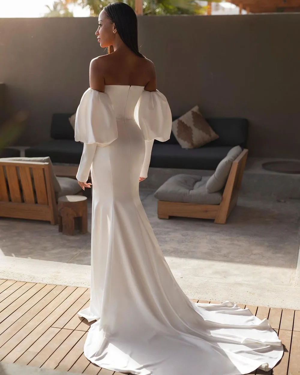 Satin Princess Wedding Dress Off The Shoulder Sequins Beads A Line Bridal Gown For Women Customize To Measures Elegant Robe