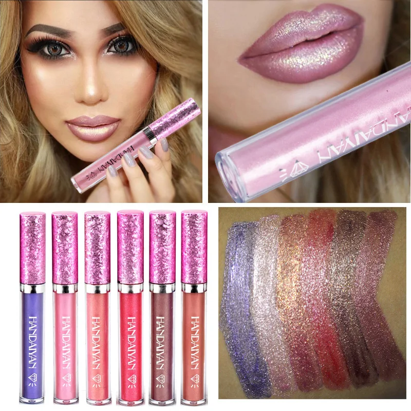 Handaiyan-Brilho Labial Brilhante De Longa Duração, Batom Nu Vermelho, Impermeável Hidratar, Cristal Lipgloss, Maquiagem Líquida, 6 Cores