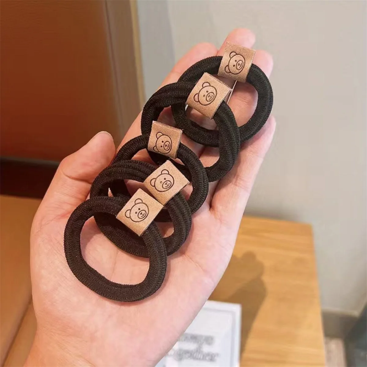 5/10/20/50pcs Women High Elastic Hair Bands, Ponytail Holder Cute Coffee Bear Rubber Band Fashion Hair