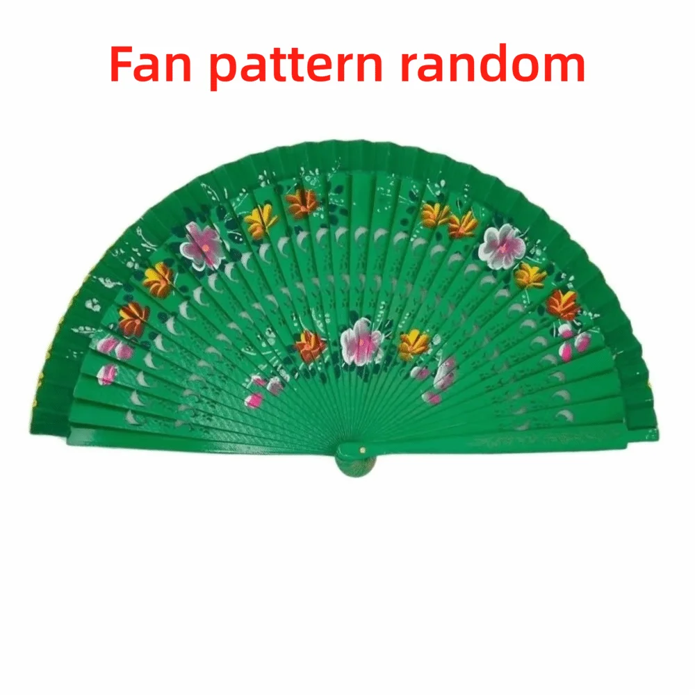 Hollow Out Design Wooden Folding Fan Painted Surface Double Sided Double Sided Fan Folding Mechanism Painted Fan