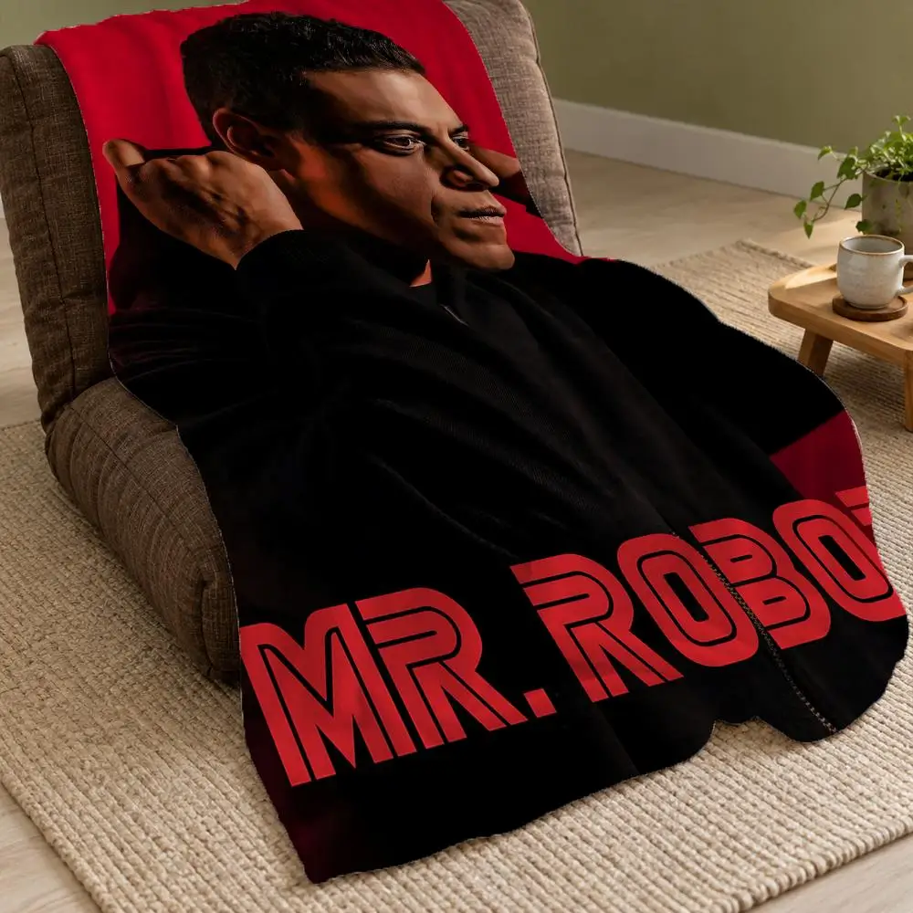 Mr. Robot Throw Double Sided Flannel Throw Blanket Soft Warm Washable Home Decor