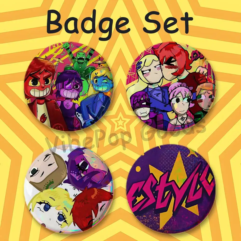E-ESTYLO Band Sashark Sasha Ark 58mm Classic Tin Badge 2.25 Inch Holo Baji Kawaii Round Button Pin for Collectible