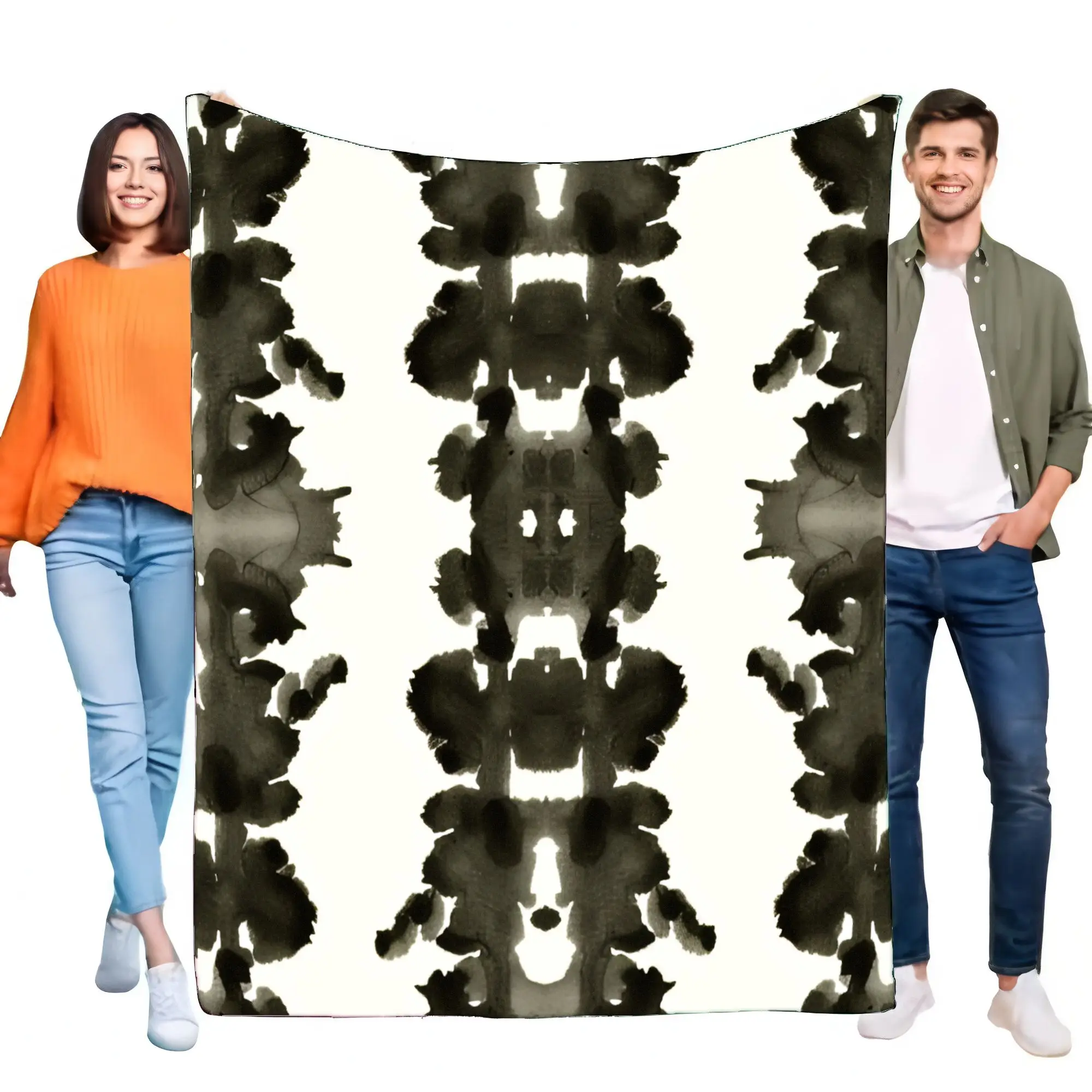 Rorschach Inkblot Test Blanket Soft Flannel Throw for Sofa Bed Cozy Warm Abstract Psychological Art Unique Gift Adults Home Deco