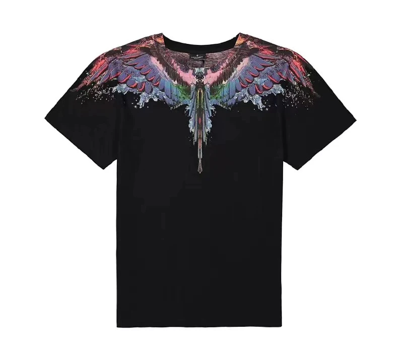 Trendy Brand Marcelo BurlonMB Water Drop Color Wings Short-sleeved T-shirt Men\'s and Women\'s Same Quick-drying Streetwear