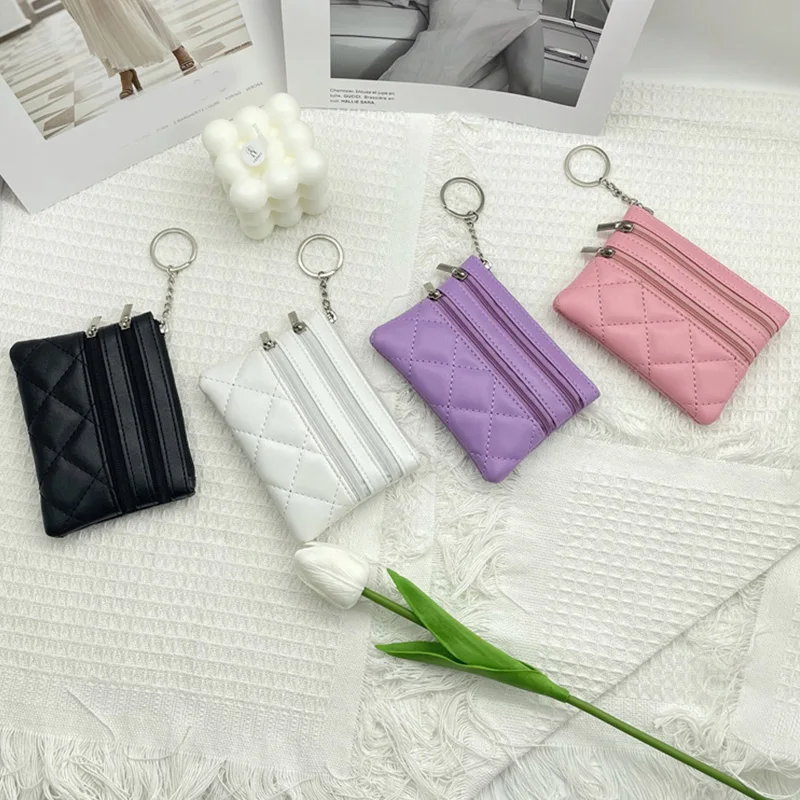 Ultra-thin Pu Leather Coin Purse Women Small Zipper Wallet Portable Clutch Mini Card Cash Holder Female Storage Bags Pouch