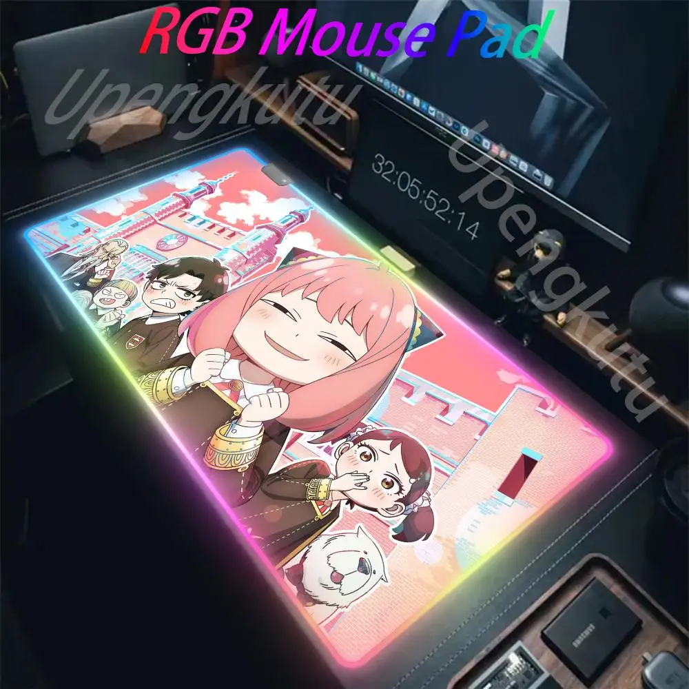 لوحة ماوس Spy X Family RGB LED متوهجة ، لوحة مفاتيح للكمبيوتر الشخصي للألعاب ، لوحة ماوس للكمبيوتر المطاطي للألعاب