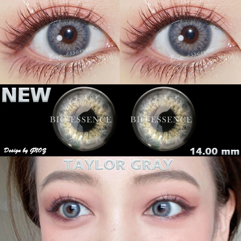 Bio-essence Natural Colorcon Lens With Diopters Blue Color Eyes 1 Pair Colored Myopia Contact Lense Pupils for Free Shipping