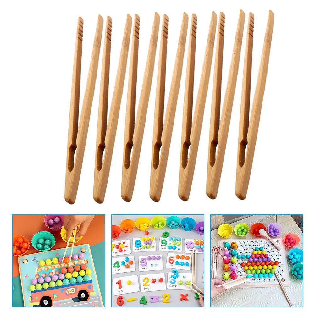 7Pcs Wooden Fine Motor Tweezers for Toddlers – Educational Learning Clips to Develop Kids’ Hand Skills