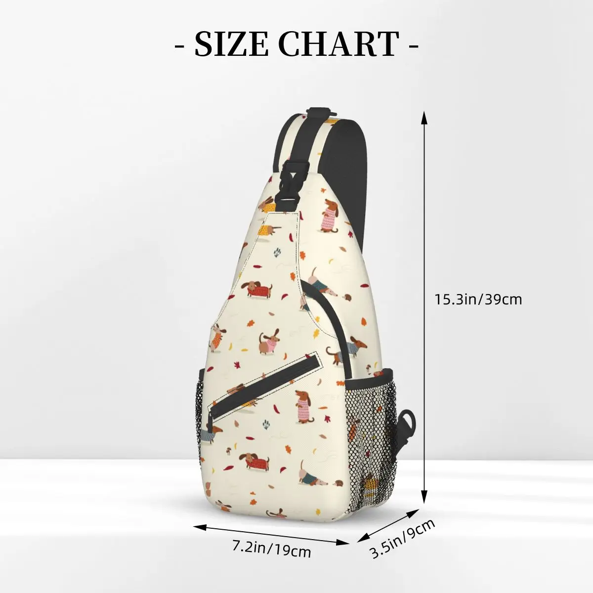 Cute Dachshunds Puppy Small Sling Bag Chest Crossbody Shoulder Backpack Outdoor Sports Daypacks Dog Printed Bookbag