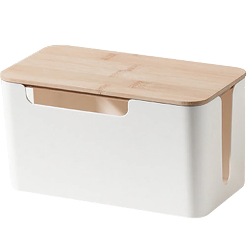 Router Cable Management Box Wooden Cover Cable Organizer Case Charging Cord Storage Box Outlet Protector for Home Office