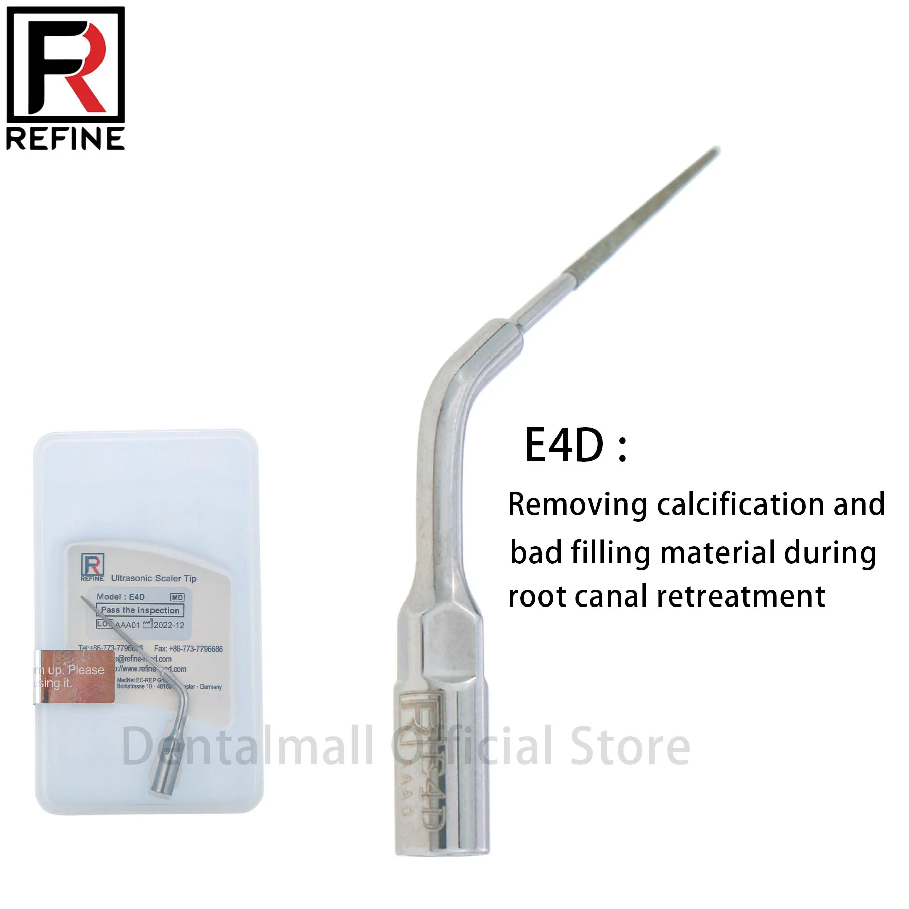 REFINE Dental Ultrasonic Scaler Endo Tip Perio Root Canal E4D 1/5PC Removing Calcification and Bad Filling Material During Root