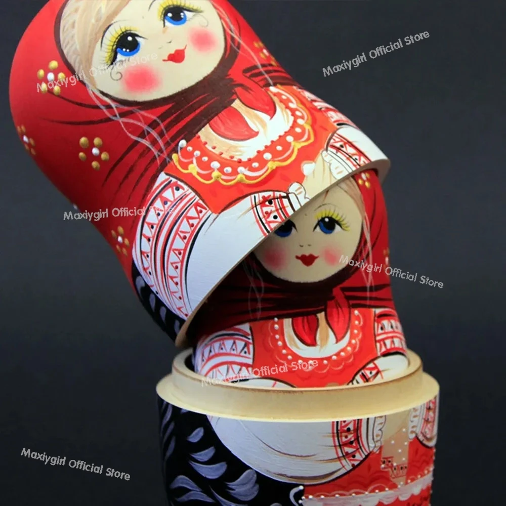 7 قطعة/المجموعة الروسية التعشيش الدمى شيك ماتريوشكا الخشب التراص متداخلة للأطفال سطح المكتب ديكور هدايا عيد الميلاد