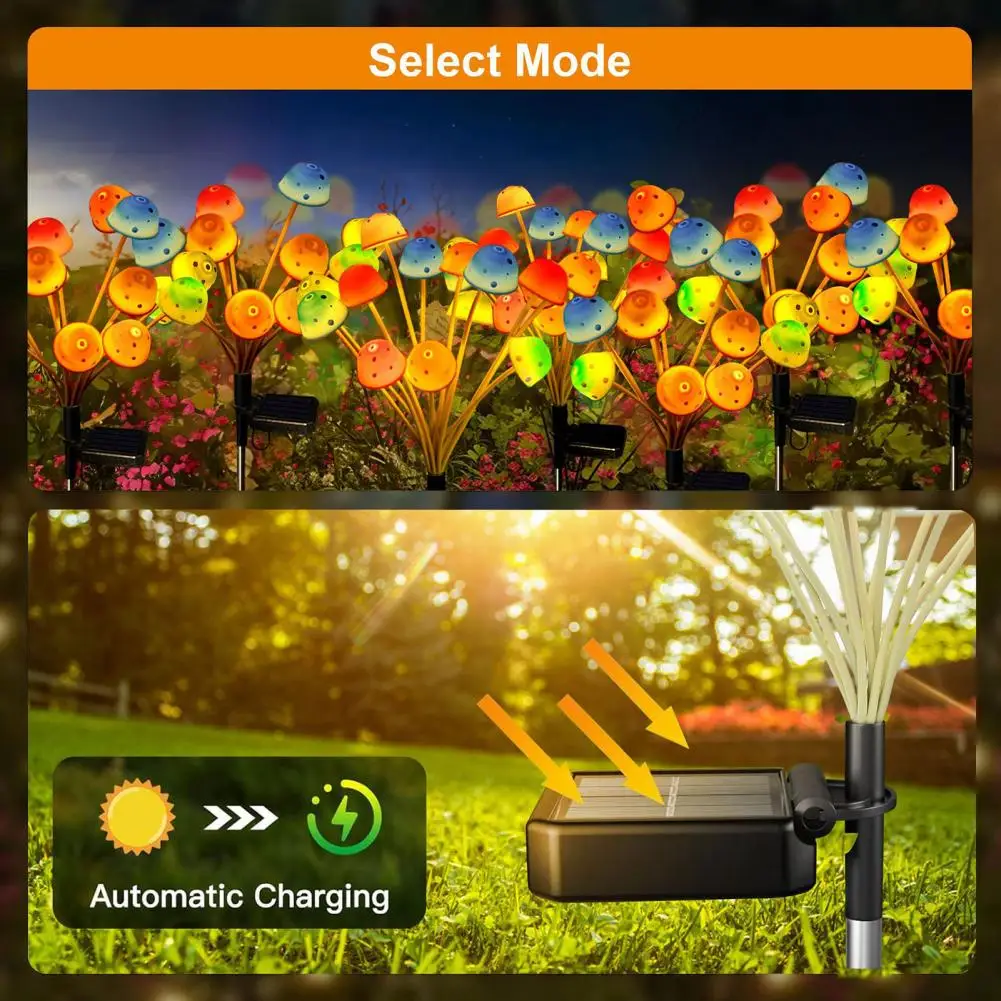 

Уличная лампа на солнечной батарее с высокой яркостью, с несколькими режимами работы, Ip65, водонепроницаемая светодиодная лампа в виде грибов, легкое украшение