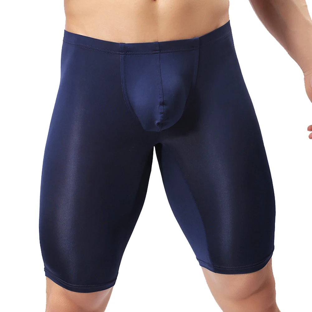 Männer Ultradünne Unterwäsche Transparente Männer Boxer Sculpting Halblange Feste U Konvexen Beutel Boxer Herren Lange Unterwäsche