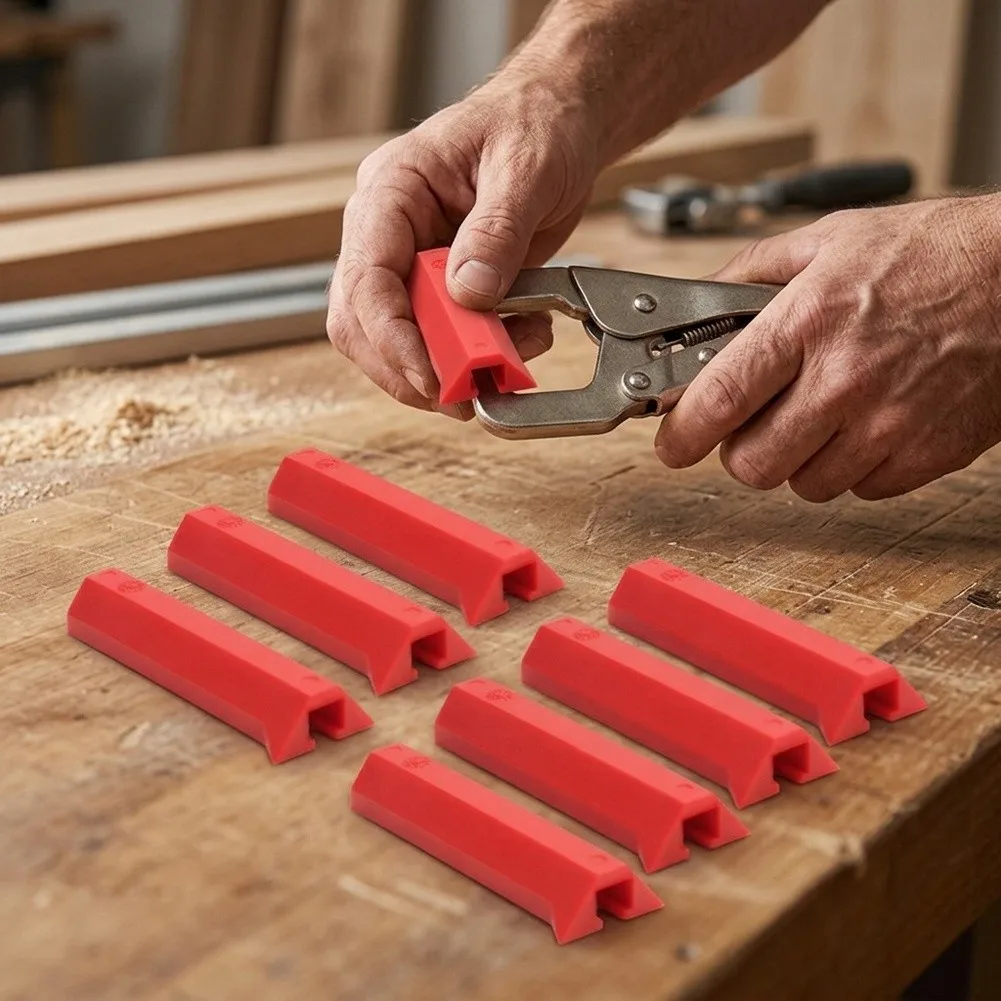 Red silicone sleeve for woodworking track clamps soft rubber cover fits For ratchet clamps set of eight Red silicone