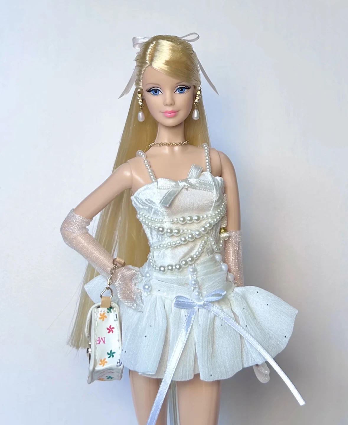 New Designed Pearl White Elegant Party Dress Doll Clothes For Barbi ICY Blythe Licca Dolls Fashion Outfit Accessories