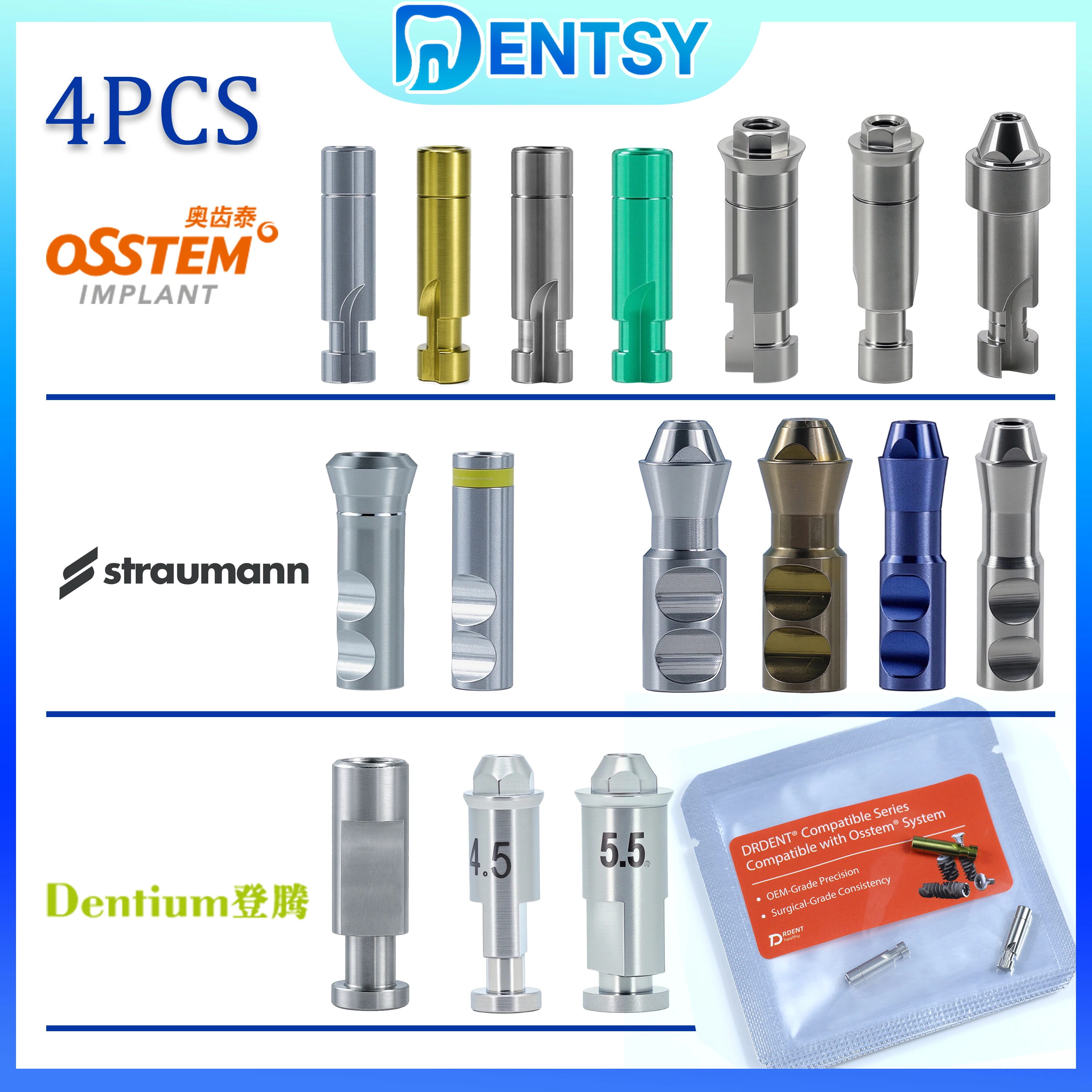 

4PCS Implant Plaster Composite Replacement Screw Healing Implant Plaster Tool Lab Analog Compatible With Osstem Dentium Strauman