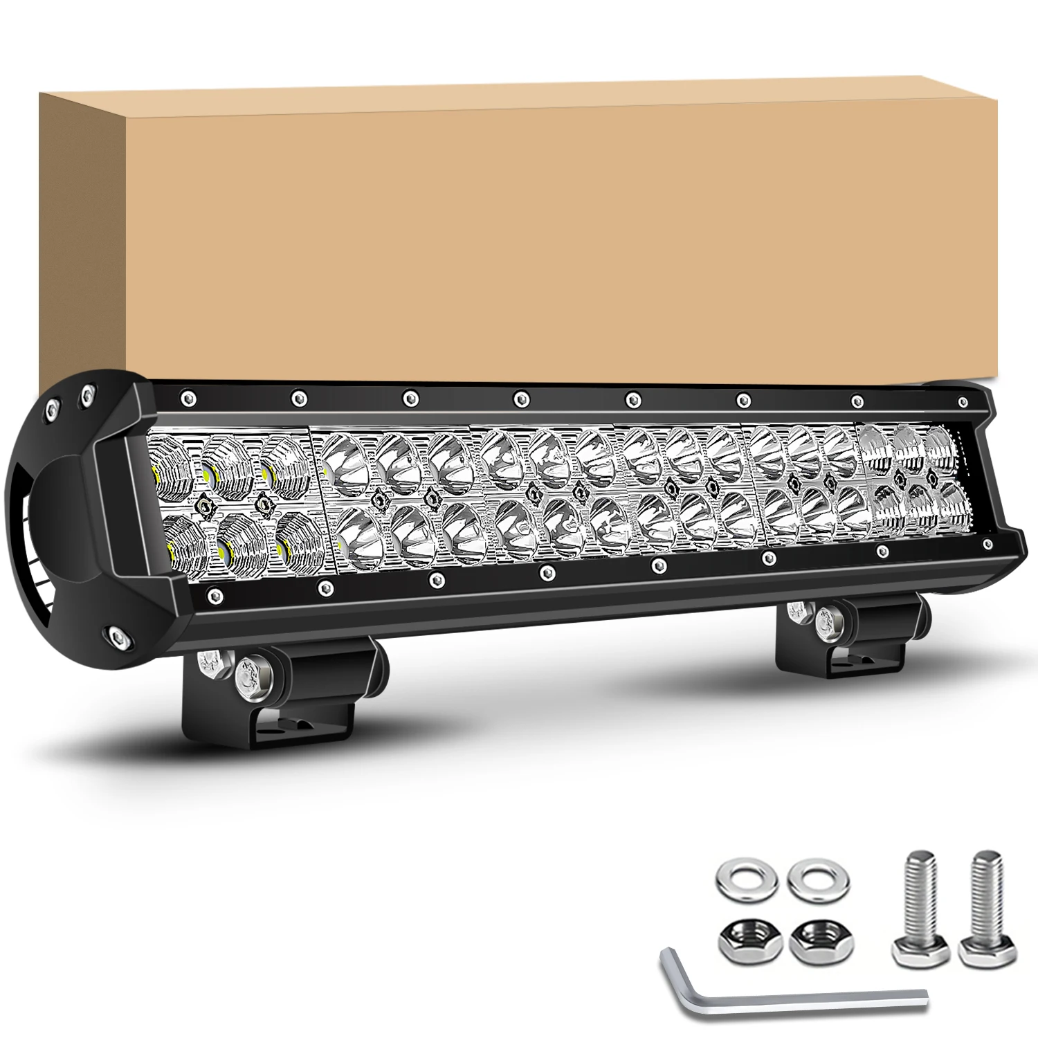 17 inch LED Light Bar Spot Flood Combo Beam Waterproof Offroad LED Work Light for Off-Road Vehicles 4x4 Atvs Utvs Boat,DC 12-24V