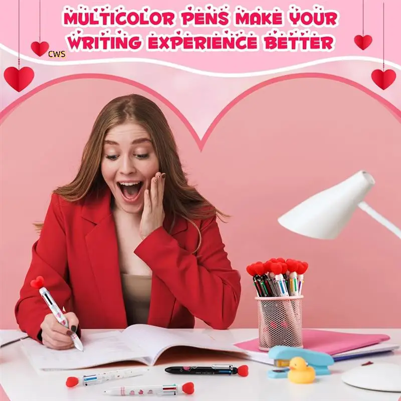 Valentine's Day Heart Shape Pens Bulk, Retractable Ballpoint Pens For Valentine's Day Adults Women Nurse Wedding
