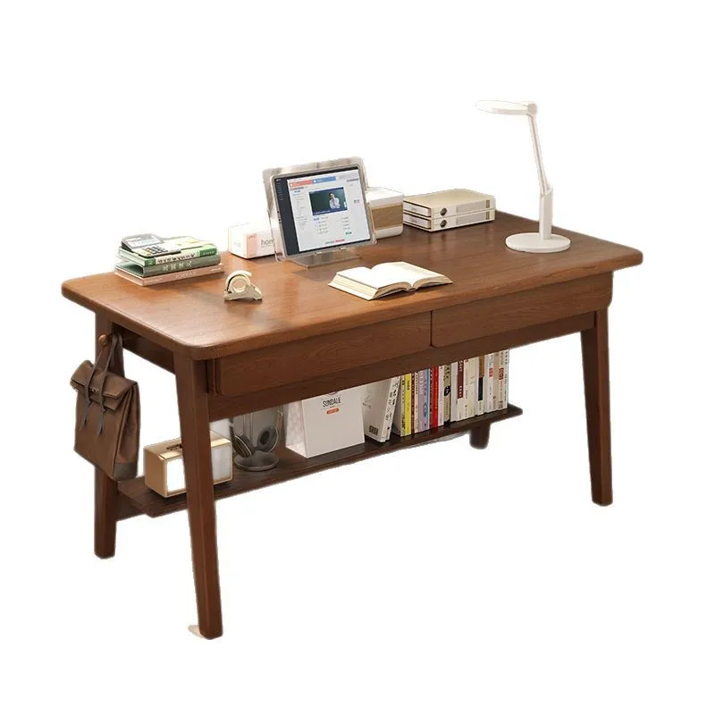 

Solid wood desk Student home study table Writing desk Small apartment integrated against the wall Small table with drawers