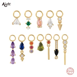 Aide – boucles d'oreilles en argent Sterling 925, breloques colorées vert Olive, pendentifs goutte d'eau pour bricolage, accessoires de bijouterie