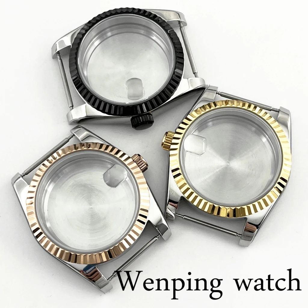 36mm/39mm Sapphire Glass Sleek Serrated Ring Watch Case Fit NH35 NH36 ETA2824 2836 PT5000 Miyota82 Series Movement