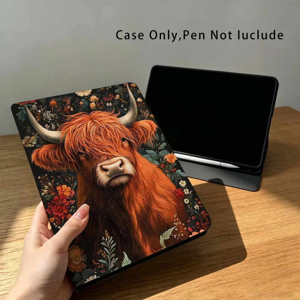 Highland Cow Paint Fashion For Xiaomi Poco Redmi Pad 8 2 4 5 6 6S 7 7S SE Pro 14 11 11.2 12.1 12.5 Inch Tablet Case