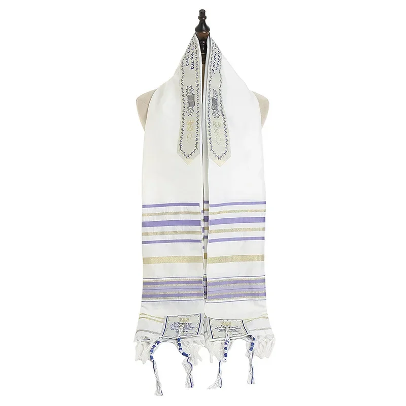 Jewish Tallit Prayer Shawl Polyester Talit Israeli Praying ScarfsMessianic Tallis for Men Women Wraps with Tzitzit Talis Bag