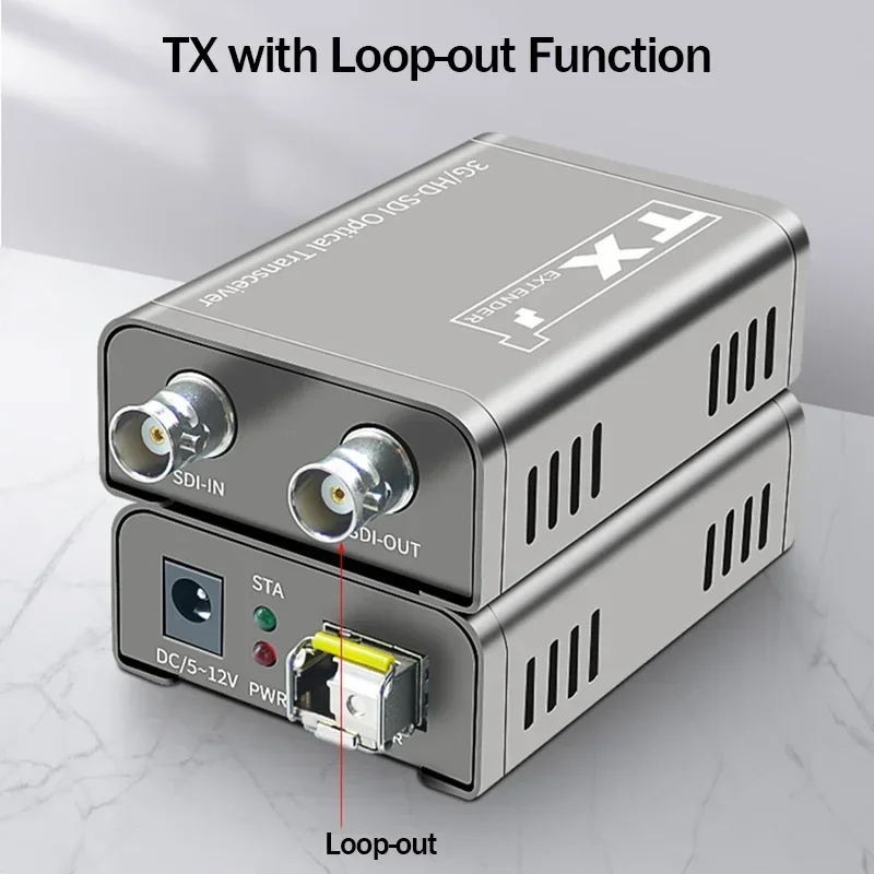 Extensor de fibra de vídeo 3G-SDI, 20Km sobre Cable de fibra óptica LC, 1080P, SDI a transceptor óptico, salidas SDI duales para Monitor de cámara