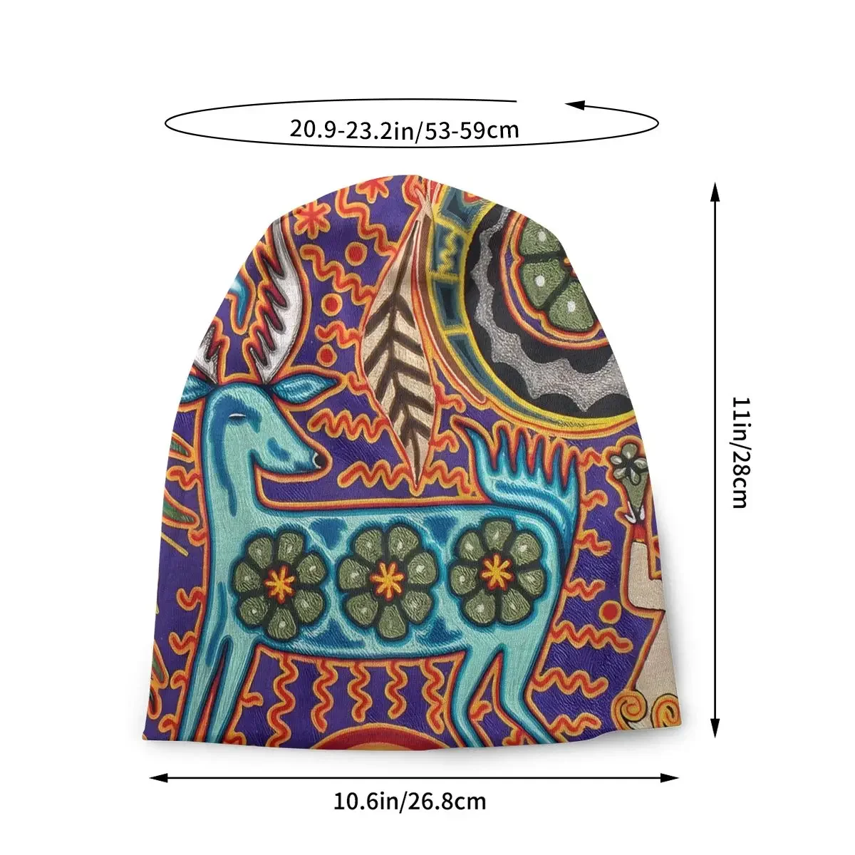 Authentic Huichol Deer Thin Skullies Beanies Outdoor Caps For Men Women Ski Caps Bonnet Hats