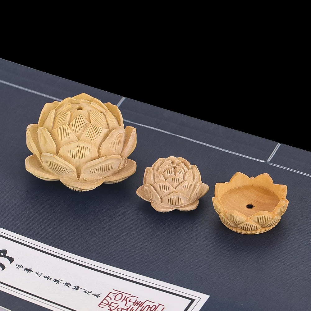 

Yellow Poplar Wood Carving Lotus Base Guanyin Bodhisattva Buddhist Supplies Handicrafts Desktop Ornaments Jewelry Placement Box