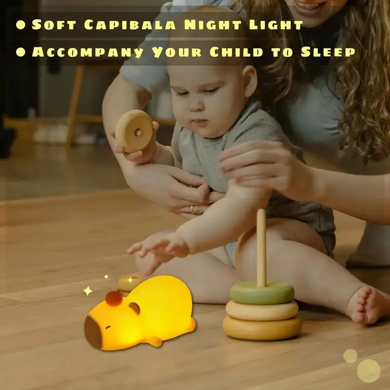 Cute Capybara Night Light Usb Rechargeable,Touch Control, Adjustable Brightness Bedroom Lamp,Perfect Birthday Or Christmas Gift
