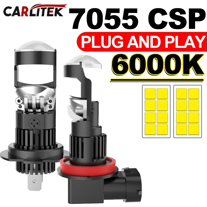 

CARLitek H7 Светодиодный мини-проектор с линзой H8 H9 H11 9005 HB3 9006 HB4 Автомобильные фары Противотуманные 12 В 6000 К Универсальные лампы дальнего ближнего света PTF